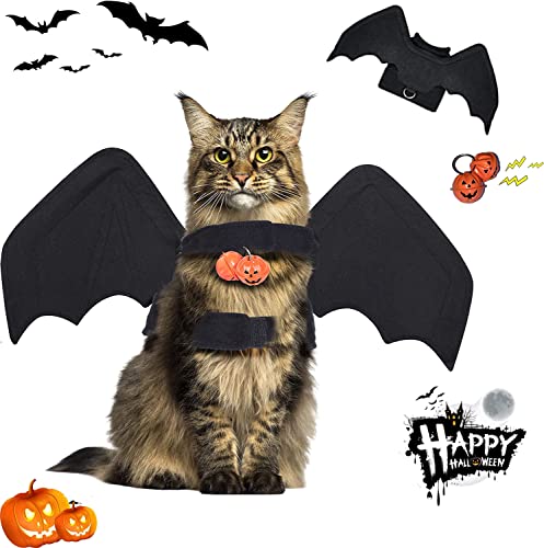 Alas de murciélago de Mascotas,Pet Halloween Bat Wings Disfraz,Disfraz de murciélago para Gatos con Campanas de Calabaza,Decoración de Fiesta de murciélago,para Perros pequeños o Gatos