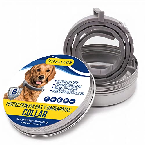 FALLCON F Collar Antiparasitos Perros Natural Repelente Frente a Pulgas,Garrapatas y Mosquitos,Tamaño Ajustable e Impermeable para Mascota Pequeño Mediano Grandes