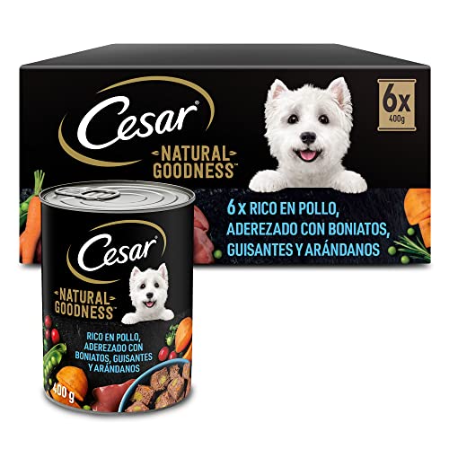 Cesar Natural Goodness Comida Húmeda para Perros Adultos con Pollo (Pack 6 Latas x 400g)