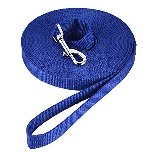 HAPPY HACHI Correa Larga Perro, Correas Adiestramiento para Perros Nylon Larga Resistente para Entrenamiento Camping Paseo (Longitud 20m, Azul)