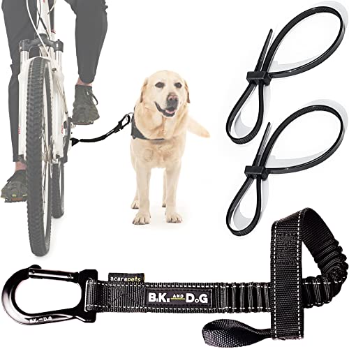 BIKE AND DOG - Correa de Perro para Bicicleta, colocación sin Herramientas en el Punto más Seguro, Incluye 2 Bridas Especiales para Bicicleta. Patentado.