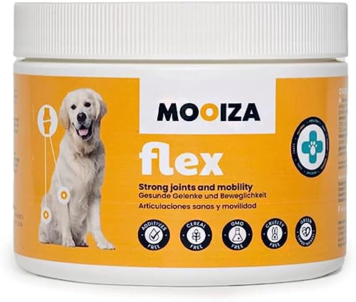 MOOIZA Flex - Condroprotector Perros - Suplemento para articulaciones Perro - Antiinflamatorio para Perros - Complemento alimenticio Natural con glucosamina condroitina para artrosis