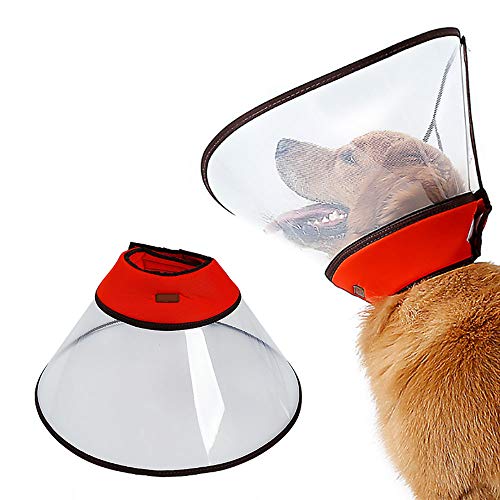 Cuello de perro protector suave, cómodo Cuello electrónico ajustable Anti-Mordida Lamer Collar isabelino Mascotas Curación de heridas Cubierta protectora Cono transparente para perros grandes,A,3XL