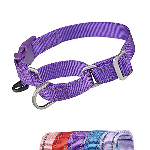 YUDOTE Collares reflectantes de perro Martingale a prueba de escapes, collar de entrenamiento antitirones con hebilla de liberación rápida de seguridad para caninos de cabeza estrecha, fácil caminar,