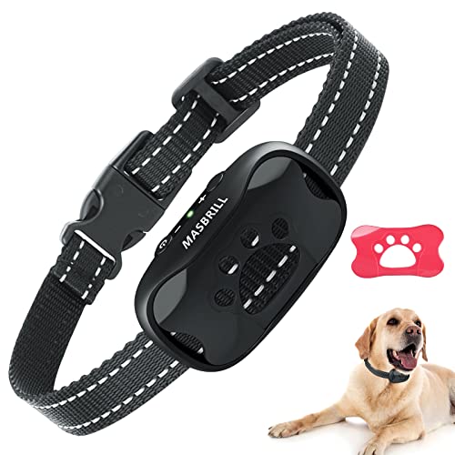 Collar Antiladridos para Perro Pequeño Medianos Grandes, Collar Automático Antiladridos de Perro Recargable con 7 Sensibilidades Ajustables Sonido y Vibración Inteligente Antiladridos-Negro