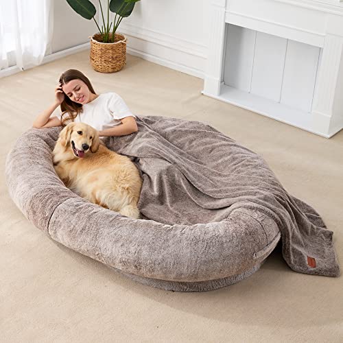 Fragess Gran saco de frijol cama para humanos BeanBag cama de perro grande tamaño humano cama de perro para adultos, animales domésticos (marrón)