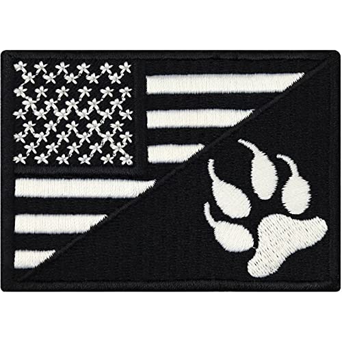 K9 Bandera de Estados Unidos, policía, perro, bandera bordada, K9, parche de policía, parche de Estados Unidos, aplicación de huellas de perro para coser para correa/arnés de pecho, 70 x 50 mm