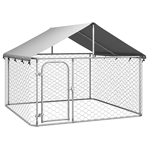 Festnight Perrera de Exterior con Techo Jaula para Perros con Cerradura Caseta para Perros Mascotas Animales Perro Grande Exterior 200 x 200 x 150 cm