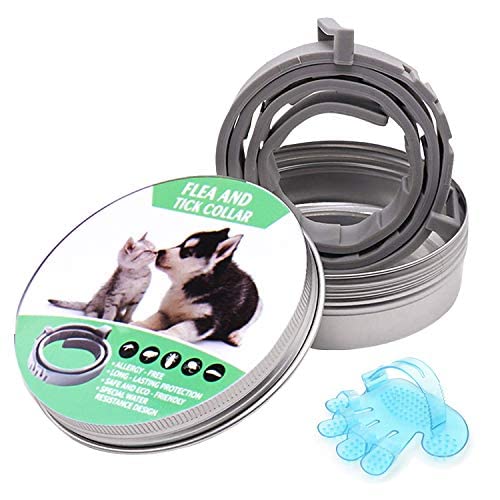 Collares Antipulgas y Garrapatas, GVOO Collar Antiparasitos Perros Gatos,Collar Anti Mosquitos Tamaño Ajustable para Cualquiera Mascota 240 Días de Protección Longitud 62cm