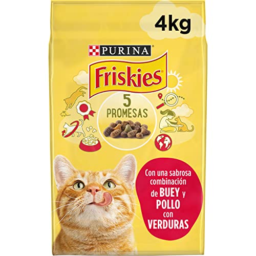 Purina Friskies Pienso para Gato Adulto con Pollo y Verduras, 4 bolsas de 4kg