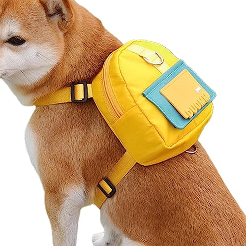 Arnés para perros con mochila - Mochilas para perros para senderismo - Mochila escolar para cachorros con diseño de anillo en D doble, tela de sarga impermeable para Samoyedo, Golden Retriever Qisbefu