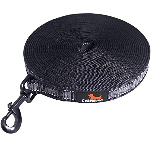 Cokomono Correa de Adiestramiento para Perros, Correa Perro Larga, Cuerda para Perros Manos Libres, Correa Resistente Fuerte para Camping Paseo, 10m Negro