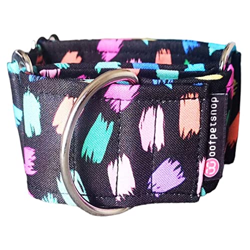 Woofpetshop® - Collar Martingale/Correa/Cinturon Seguridad BRUSH para Perro Galgo Greyhound - Hecho a Mano en España