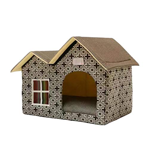 Casa para Perros, Casa para Gatos, Caseta Impermeable para Perros, Casa para Mascotas Resistente A La Intemperie, Casa para Perros Interior Al Aire Libre Refugio para Cachorros Fácil De Montar