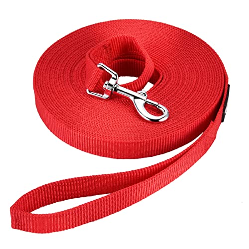 HAPPY HACHI Correa Larga Perro 10 Metros, Correas Adiestramiento para Perros Nylon Larga Resistente para Entrenamiento Camping Paseo, Rojo