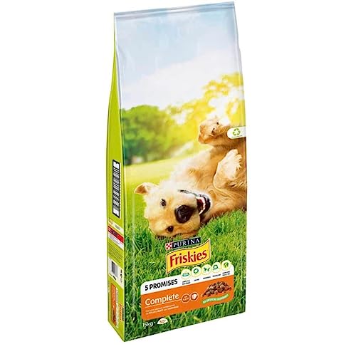 Purina Friskies Complete Pienso para Perro, 5 Promises Pollo y Buey con Verduras, 15Kg