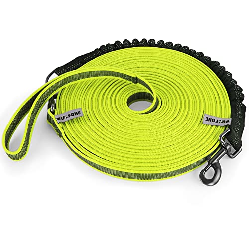 Wolfone - Juego De Correas De Goma para Entrenamiento De Perros: Correa Antideslizante para Perros y Correa Elástica Amortiguadora para Actividades Al Aire Libre Verde Fluorescente 5M