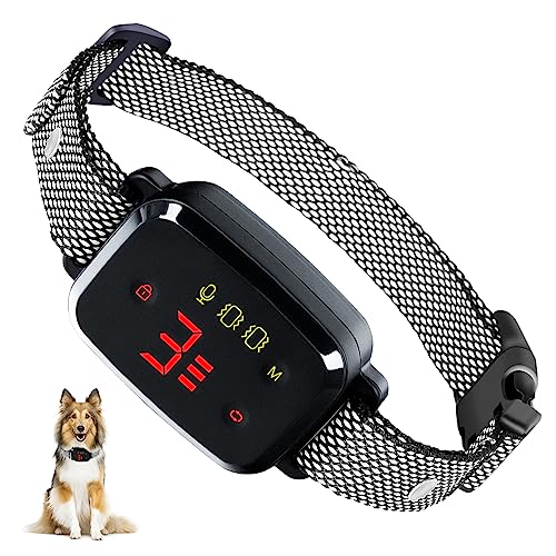 Collar Antiladridos Perros, IP67 Impermeable Collar Adiestramiento Inteligente Recargable 8 Niveles Sensibilidades Ajustables Sonido Collar de Vibración Modo para Perro Pequeño/Mediano/Grande