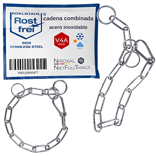 Cadena combinada para Perros - Cadena de Perro de Acero Inoxidable Collar de Cadena de eslabón Largo - 6 mm de Espesor - Longitud 78 cm