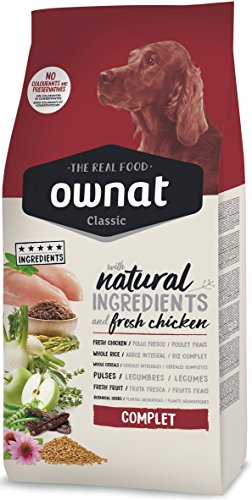 Alimento completo para perros Ownat Dog Classic (12 kg), alimento balanceado en minerales para perros corderos sin conservantes ni colorantes, alimento rico en proteínas