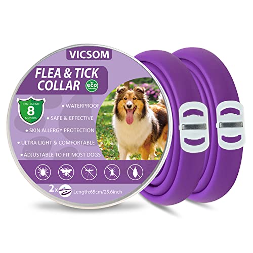 Collares Antiparasitario para Perros, Collar Antipulgas Perros, Collar de Pulgas y Garrapatas para Perro Impermeable Regulable, Válido 8 Meses para Perros de Todos los Tamaños Verde 2Pcs