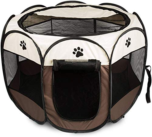 Mediawave Store – Caseta plegable para perros o mascotas pequeños, 76 x 58 cm, plegable, color beige