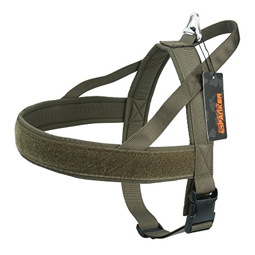 EXCELLENT ELITE SPANKER Arnés para Perros sin tirón Arnés para Perros Acolchado Arnés para Perros pequeño de Nylon Ajustable Arnés para Perros para Caminar para Entrenamiento Correr(Verde Oliva-XS)