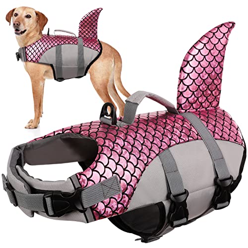 Chaleco Nadar para Perros, Flotador para Perros Chaleco Agua Perros Tiburon Aleta Salvavidas para Perros Salchicha Teckel Chihuahua(Rosa, XL)