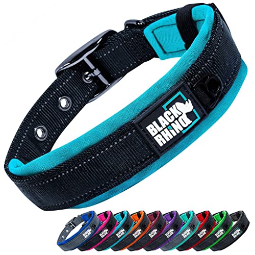 Black Rhino, Collar de adiestramiento para Perros, Neopreno Acolchado, con Costuras reflejantes, Ajustable, Duradero y Resistente, Todas Las Razas, Disponible en 4 Tamaños