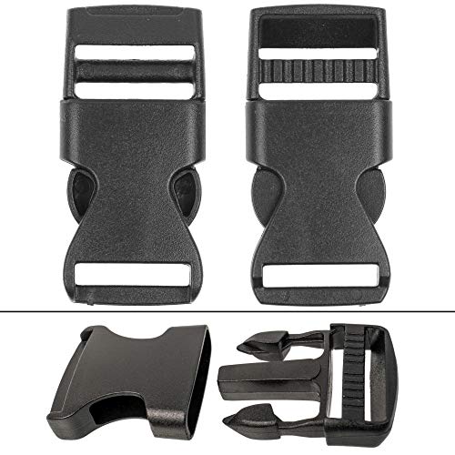 Hebilla de Liberación Lateral Doble, Tamaño 25 mm, 2 pzas, versión larga, Negro, Hebilla de Mochila, Hebilla para Cinturón, Hebillas de Plástico para Collar de Perro, hebilla Bricolaje, Accesorios