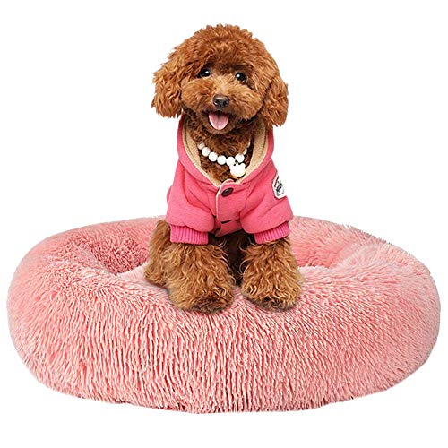 Cozywind Cama para Perros y Gatos,Mascotas Calentito Cojín Redondo Suave de Felpa (70, Rosa)