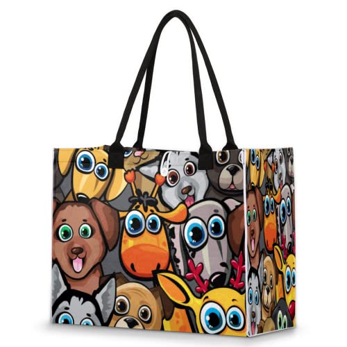 Bolsa de playa para mujeres y niñas, lindo perro husky grande, bolsa de playa, a prueba de arena, bolsa de hombro reutilizable, bolsa de compras de comestibles con asa, Multicolor, Talla única