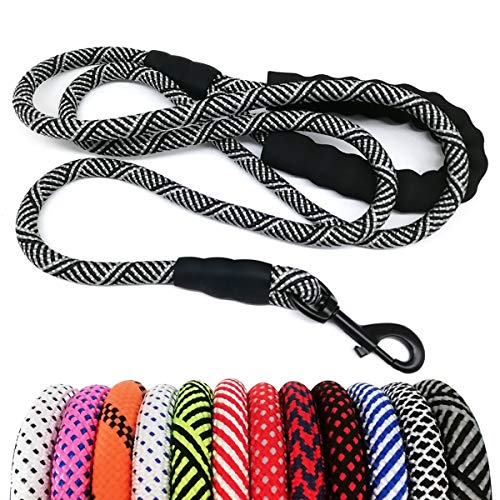 MayPaw Correa de Cuerda Resistente para Perro, 1/2 Pulgadas x 6 pies, Correa de Nailon para Entrenamiento de Mascotas, Mango Acolchado Suave, Correa de Plomo Gruesa para Perros Grandes y medianos