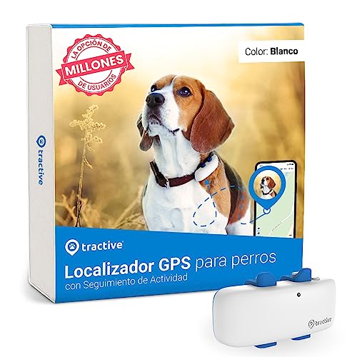 Tractive - GPS perros, Localización en tiempo real, Distancia ilimitada, Alertas antifuga, Impermeable (blanco)