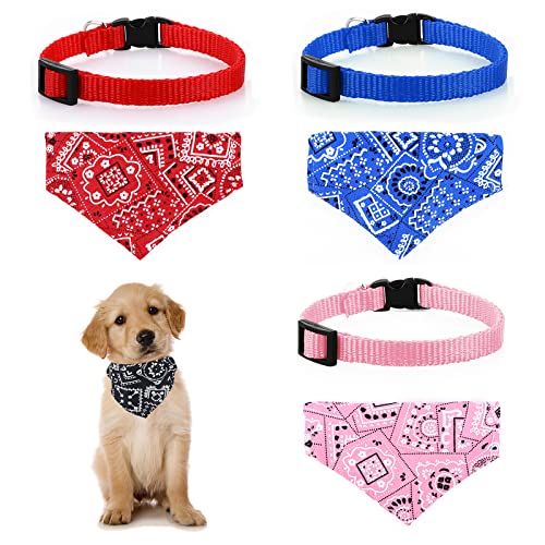 Molain 4 Collares para Gatos con Lazo Bohemio extraíble, Bandana Collares para Mascotas Bandana para Perros Bandana para Gatos Bandana Ajustable para Gatos y Perros (Rojo, Azul, Negro, Rosa)