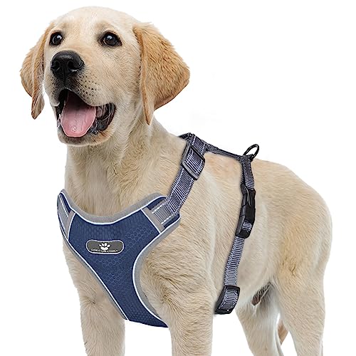 Acxilexy Arnes Perro Cómodo Transpirable, Arnes Pecho Anti Tirones Ajustable con Asa Anillos, Arnes Perro Reflectante, Arnes Táctico Perro para Perro Grande Mediano Pequeño