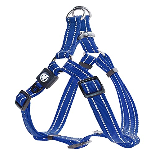 DDOXX Arnés Perro Step-In Nylon, Reflectante, Ajustable | Muchos Colores & Tamaños | para Perros Pequeño, Mediano y Grande | Accesorios Gato Cachorro | Azul, XS