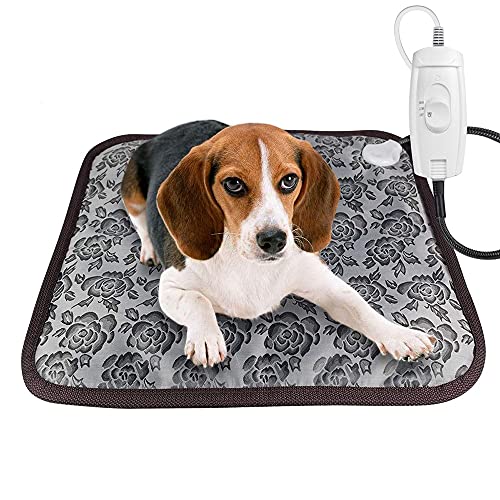 JW-YZWJ Almohadilla térmica para Mascotas, Almohadilla térmica eléctrica para Perros y Gatos, Alfombrilla calefactora Ajustable Impermeable con Cable de Acero Resistente a la masticación