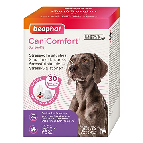 Beaphar CaniComfort Recambio Antiestres para Perros 48ml, con Feromonas para Perros, Reduce Estrés y Ansiedad, Miedos, Quedarse Solo, Nuevo Hogar, Ladridos, Ruidos Fuertes, Conflictos, 48ml