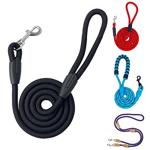 AiTodos® Correa Fuerte para Perros de 1,5 m, Correa para Perros de Entrenamiento o Paseo de 1,2 cm de Diámetro, Adecuada para Perros Pequeños, Medianos y Grandes, con Asa Acolchada, Color Negro