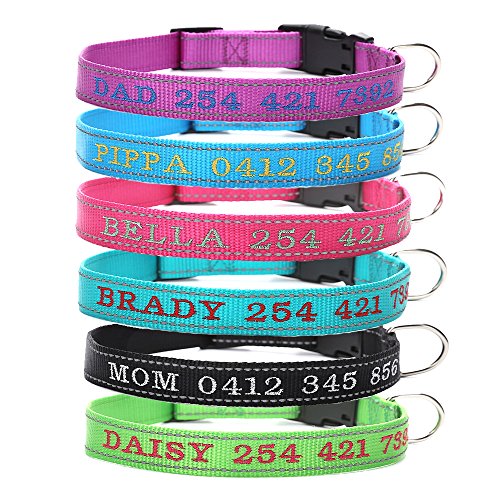 Amakunft Collar Reflectante Personalizado para Perro con Nombre, Nombre Bordado y número de teléfono Collar para Mascota, Collar Personalizado para Perros