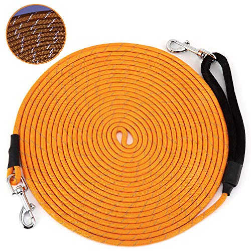 HAPPY HACHI Correa de Adiestramiento para Perros 10m, Larga Correas Caninas Nylon Reflectante Resistente para Camping Paseo, Naranja