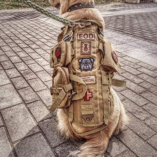 Perro del arnés de táctico con 3 manijas y 3 clips de correo y 2 hebillas de metal, Ejército de Trabajo perro Molle chaleco, no jalar del entrenamiento del perro Arnés para perros medianos grandes,XL