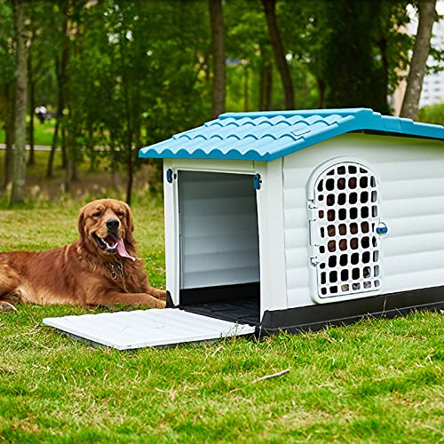 Casa de Perro Grande Exterior, Caseta para Perros Exterior Mediana, Caseta para Perros Exterior con Puerta, Casa Perro Plastico, Casitas para Gatos Exterior Impermeable (Size:L:(1-45kg animal))