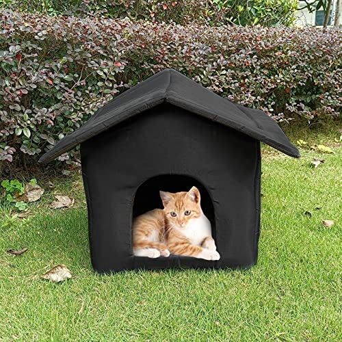 Casa para Gatos al Aire Libre, caseta Impermeable para Gatos, caseta para Perros para Exteriores, Refugio Plegable para Mascotas para Invierno (S, 13.78x12.99x11.81in)