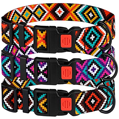 CollarDirect Collar Perro Ajustable Estampado Azteca Tribal Geométrico para Perros Grande Medianos Pequeños y Cachorros - Collar Nailon con Hebilla Fácil de Abrochar